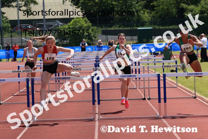 Womens Under-20s 100 metres hurdles, 2024 Northern Senior and Under-20s Track and Field Champs, Middlesbrough.  Photo: David T. Hewitson/Sports for All Pics